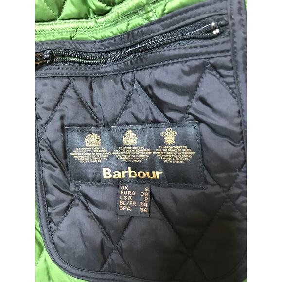 Barbour Black Quilted Jacket with Green Lining - Picture 9 of 9